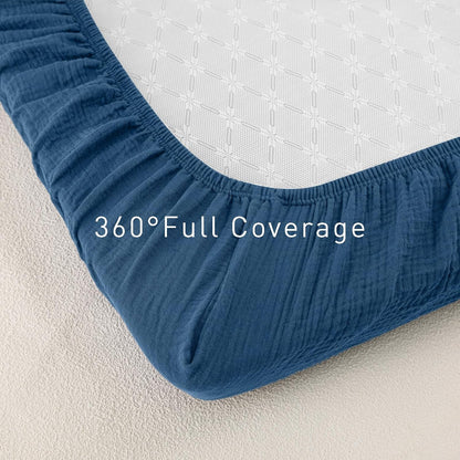 Gllquen Baby Muslin Mini Crib Sheets 3 Pack, Breathable Pack and Play Sheets Fitted Soft Cozy