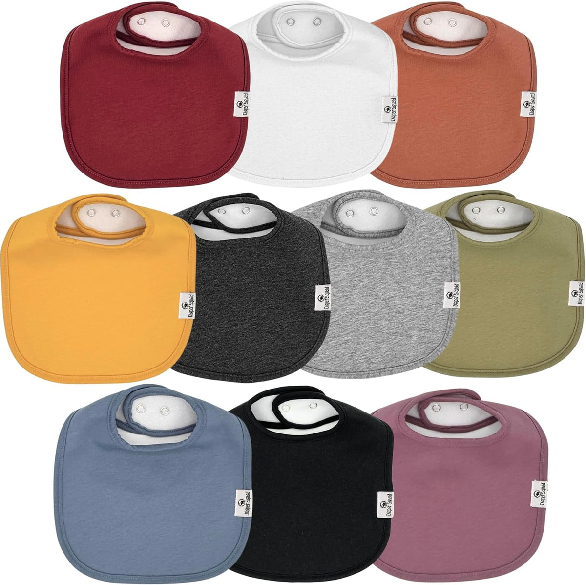 DiaperSquad's Baby Bibs for Drooling and Teething, Bibs for Boys, Baby Girl - Solid Cotton Baby