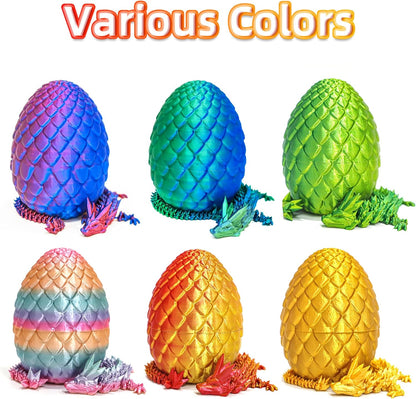Dragon Egg - 3D Printed Egg with Flexible Pearly Sheen Dragon Inside, 3D Printed Surprise Gift
