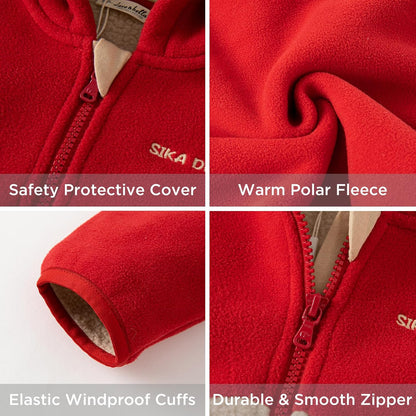DAVE&BELLA Toddler Fleece Jacket, Baby Boys Girls Animal-shaped Hooded Zipper Long Sleeve Warm