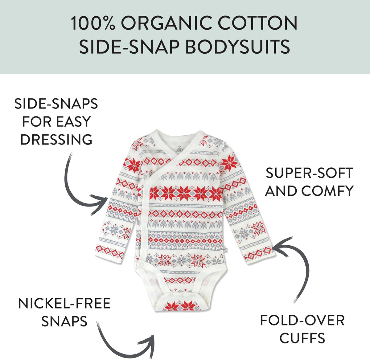 HonestBaby unisex-baby 3-pack Long Sleeve Side-snap Kimono Bodysuits Organic Cotton for Infant Baby