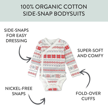 HonestBaby unisex-baby 3-pack Long Sleeve Side-snap Kimono Bodysuits Organic Cotton for Infant Baby