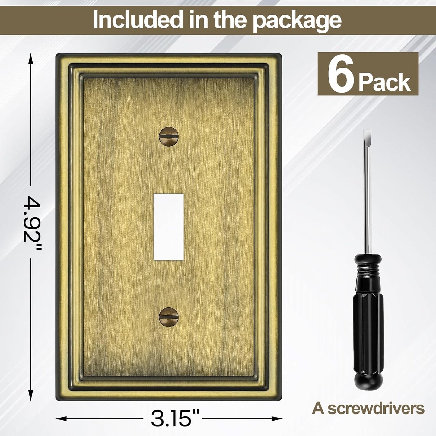 Antique Brass Decorative Light Switch Covers Plate, Metal Material 1 Gang Wall Plates for Light