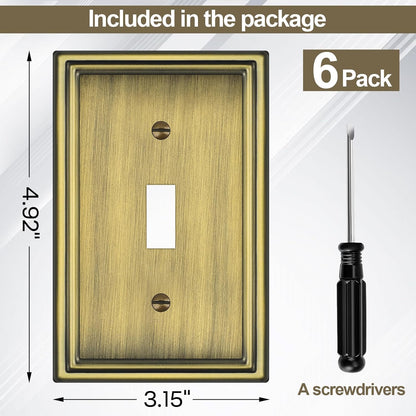 Antique Brass Decorative Light Switch Covers Plate, Metal Material 1 Gang Wall Plates for Light