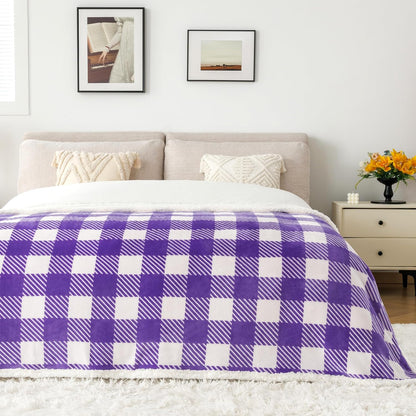 Touchat Sherpa Plaid Twin Blanket 60" X 70", Fuzzy Fluffy Soft Cozy Throw Blanket, Twin Size Plush