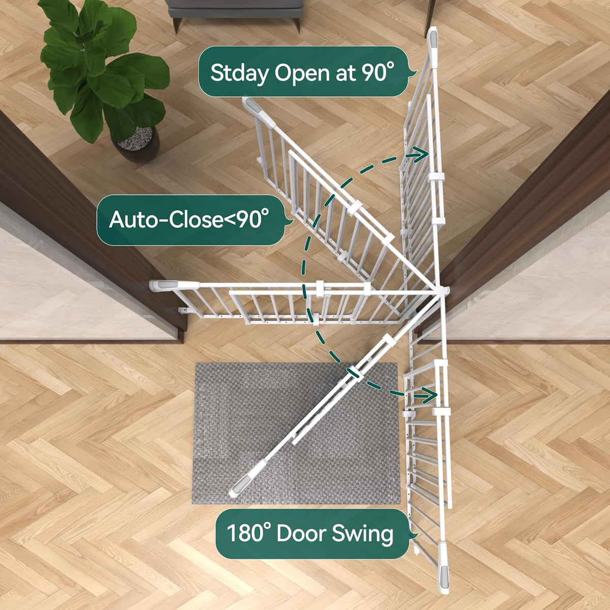 Babelio 26-43" No Bottom Bar Baby Gate for Babies, Elders and Pets, 2-in-1 Hardware Mount Dog Gate