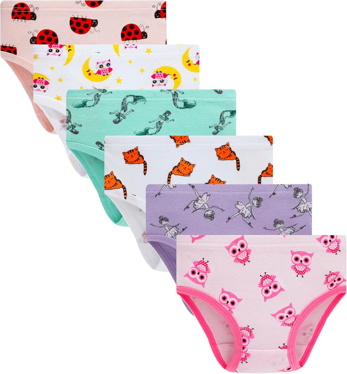 Cadidi Dinos Little Girls' Soft Cotton Underwear Kids Cool Breathable Comfort Panty Briefs Toddler
