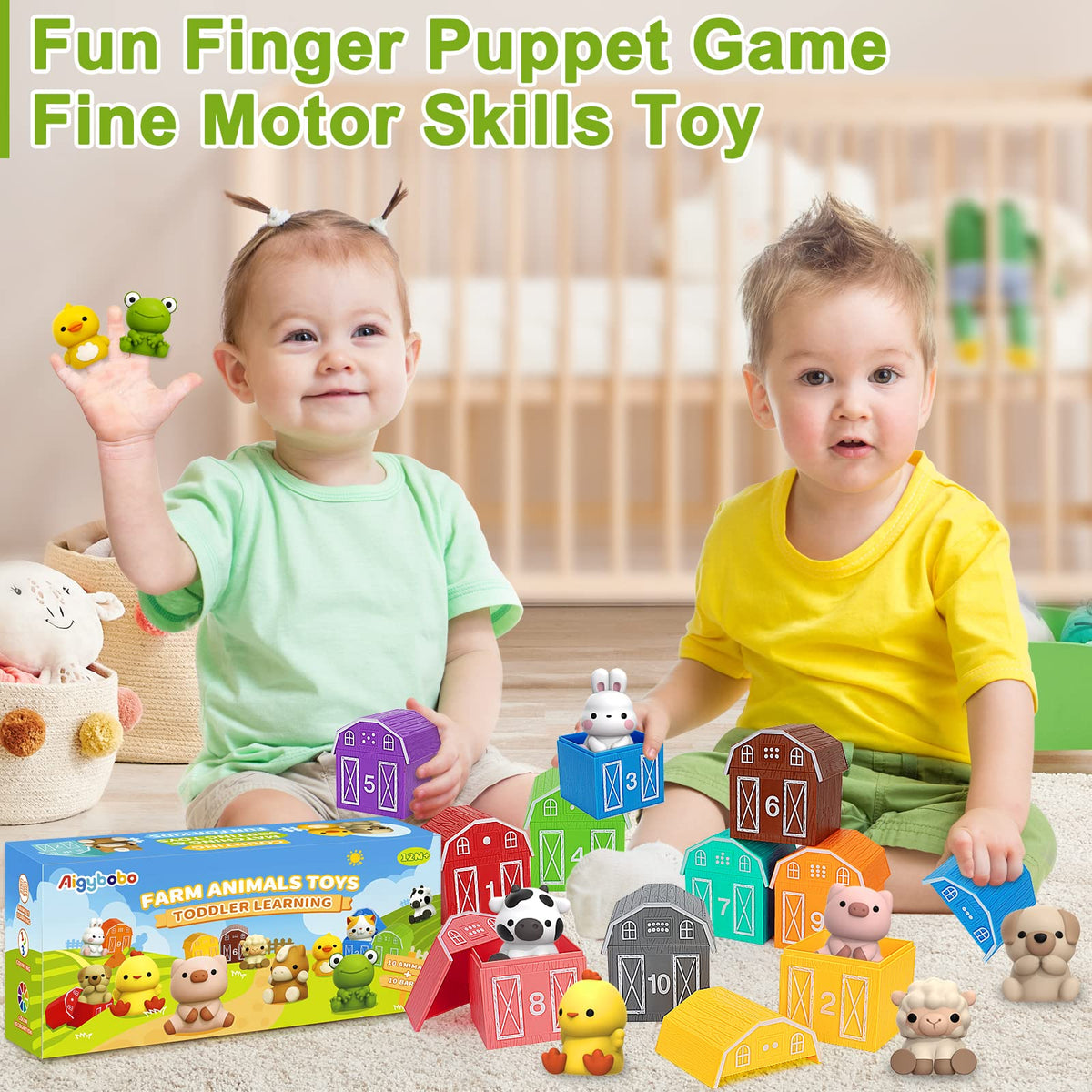 Learning Toys for 1,2,3 Year Old Toddlers, 20Pcs Farm Animals Toys Montessori Counting, Matching &