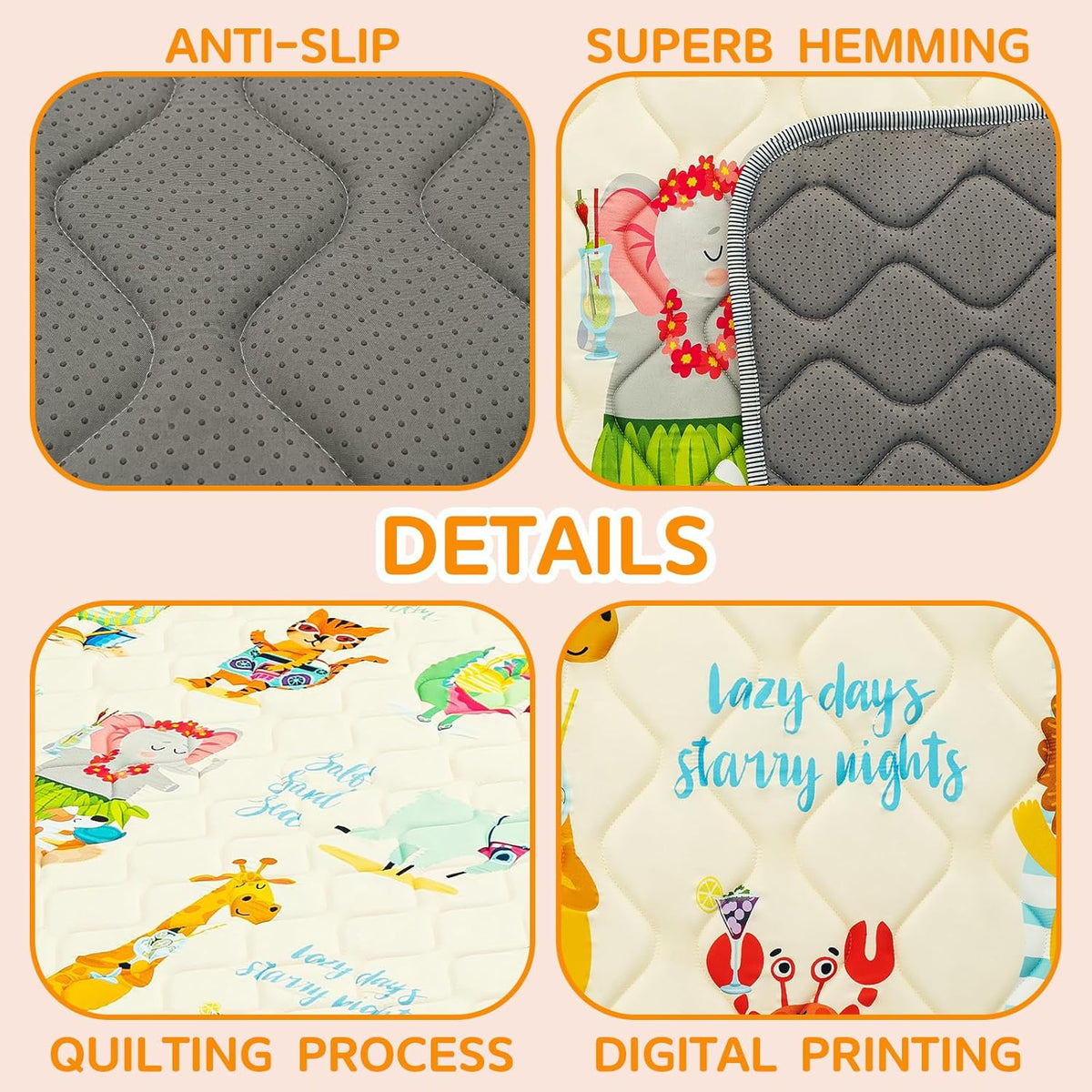 Baby Play Mat - Thicken 71x59 Inch Soft Foam Crawling Mat for Playpen & Floor, Non-Slip Waterproof