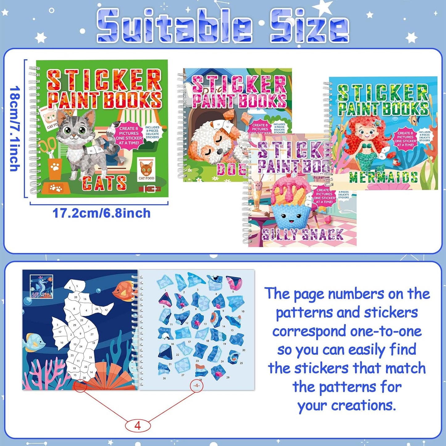 gisgfim 4Pcs Paint by Sticker Books Sticker by Number Books Activity Puzzle Book Craft Art Gift