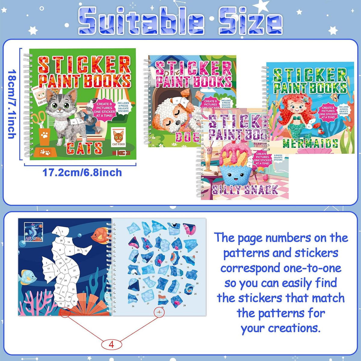 gisgfim 4Pcs Paint by Sticker Books Sticker by Number Books Activity Puzzle Book Craft Art Gift