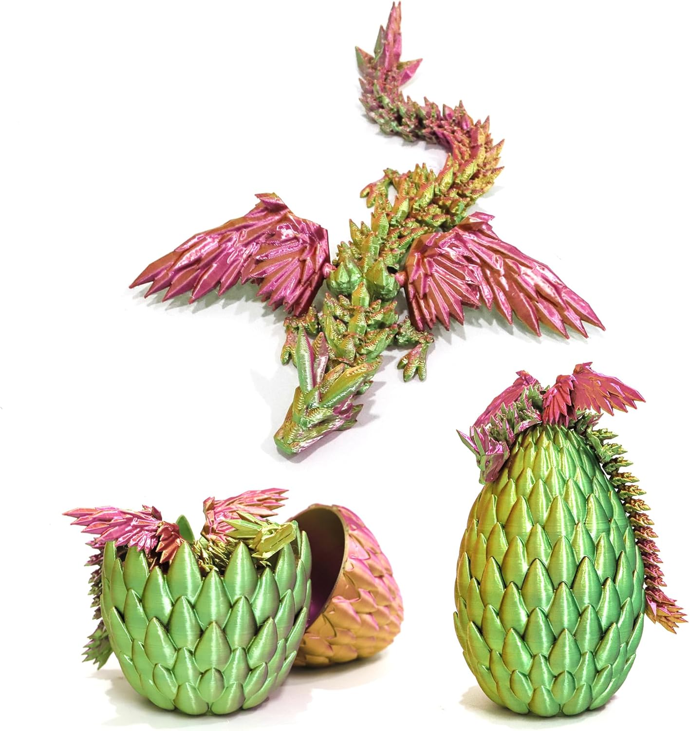 3D Printed Flying Dragon in Egg - 3 Colors Surprise Egg with Flexible Winged Dragon Inside, Mystery