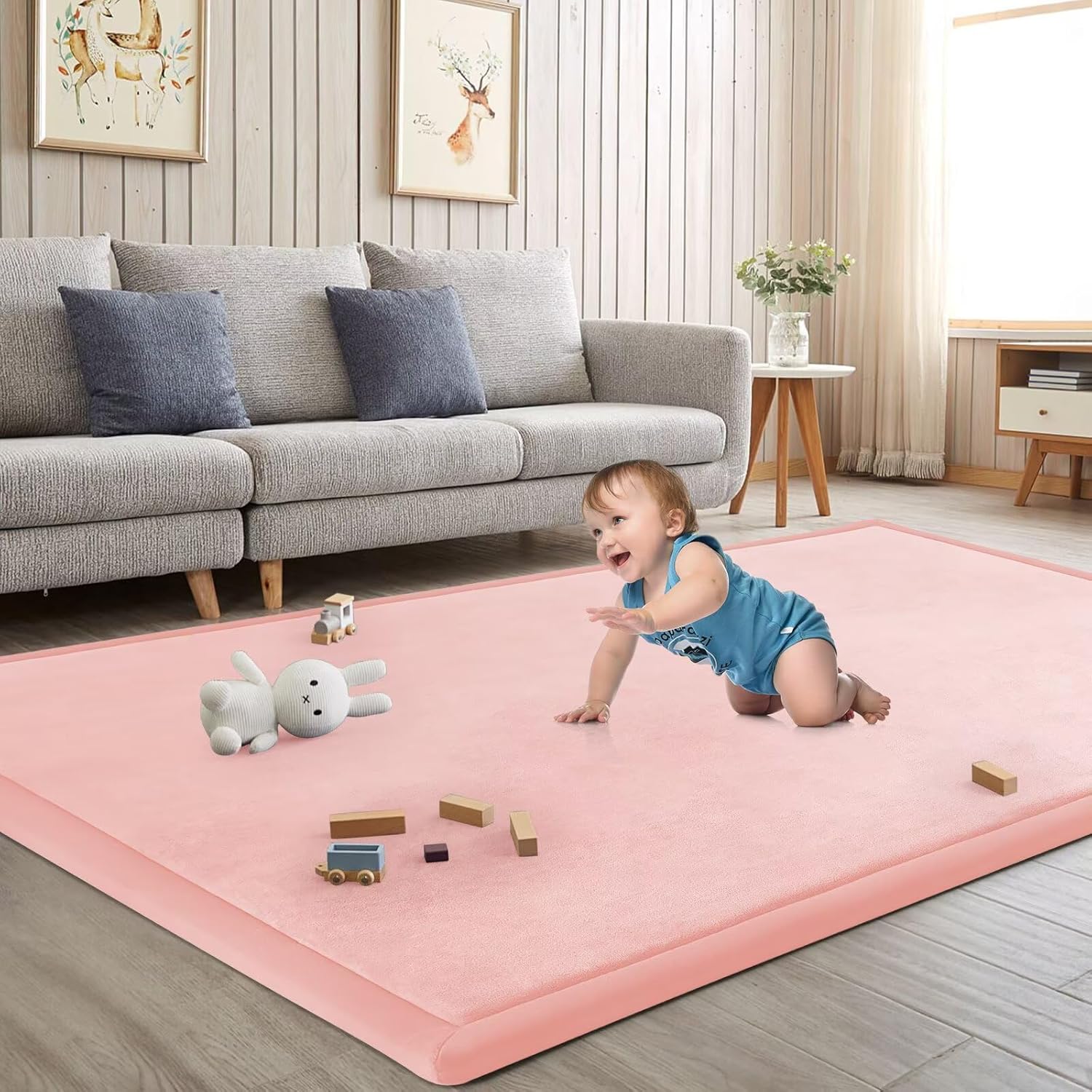 Baby Play Mat for Floor Tummy Time Mat Nursery Rug Muscle Mat Area Rug Playroom Rug Tatami Mat