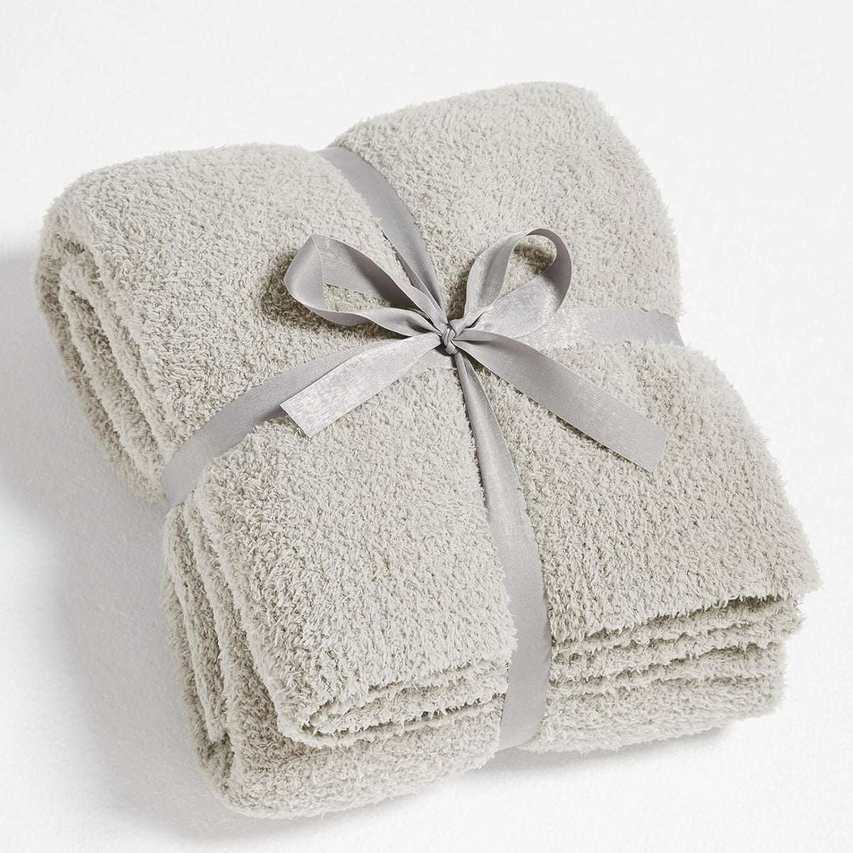 CYMULA Knit Throw Blanket for Couch Light Grey - Super Soft Lightweight Plush Fuzzy Fluffy Warm