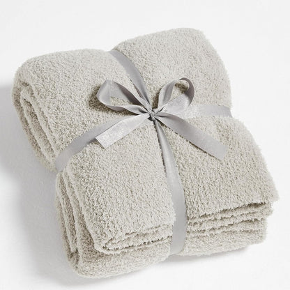 CYMULA Knit Throw Blanket for Couch Light Grey - Super Soft Lightweight Plush Fuzzy Fluffy Warm