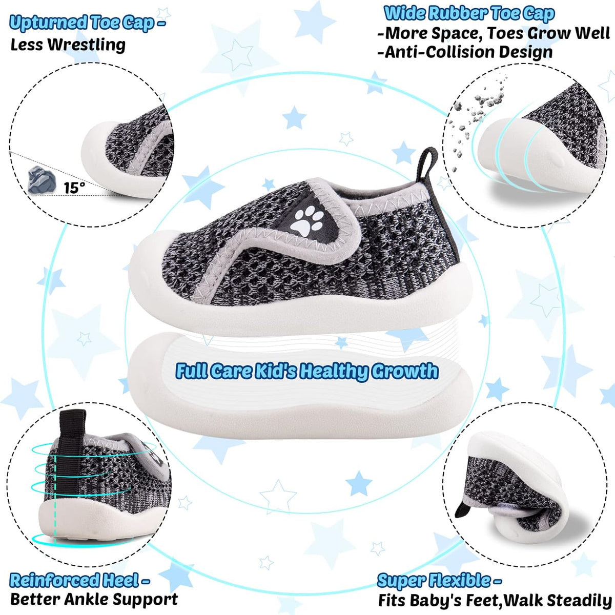 Charrost Toddler Baby Girl Boy First Walking Shoes Checkered Sneakers Sizes 3/4/5/6/7/8T. Soft