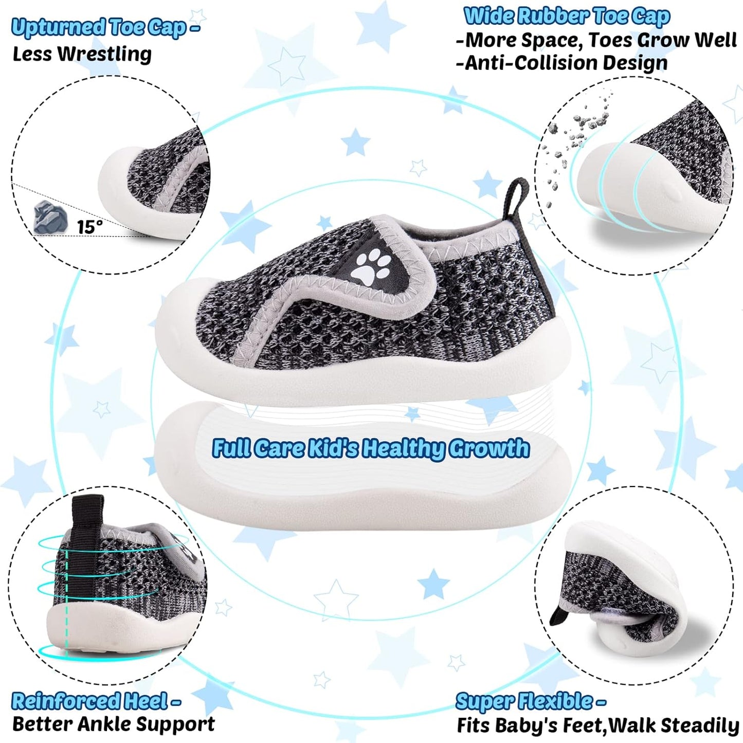 Charrost Toddler Baby Girl Boy First Walking Shoes Checkered Sneakers Sizes 3/4/5/6/7/8T. Soft