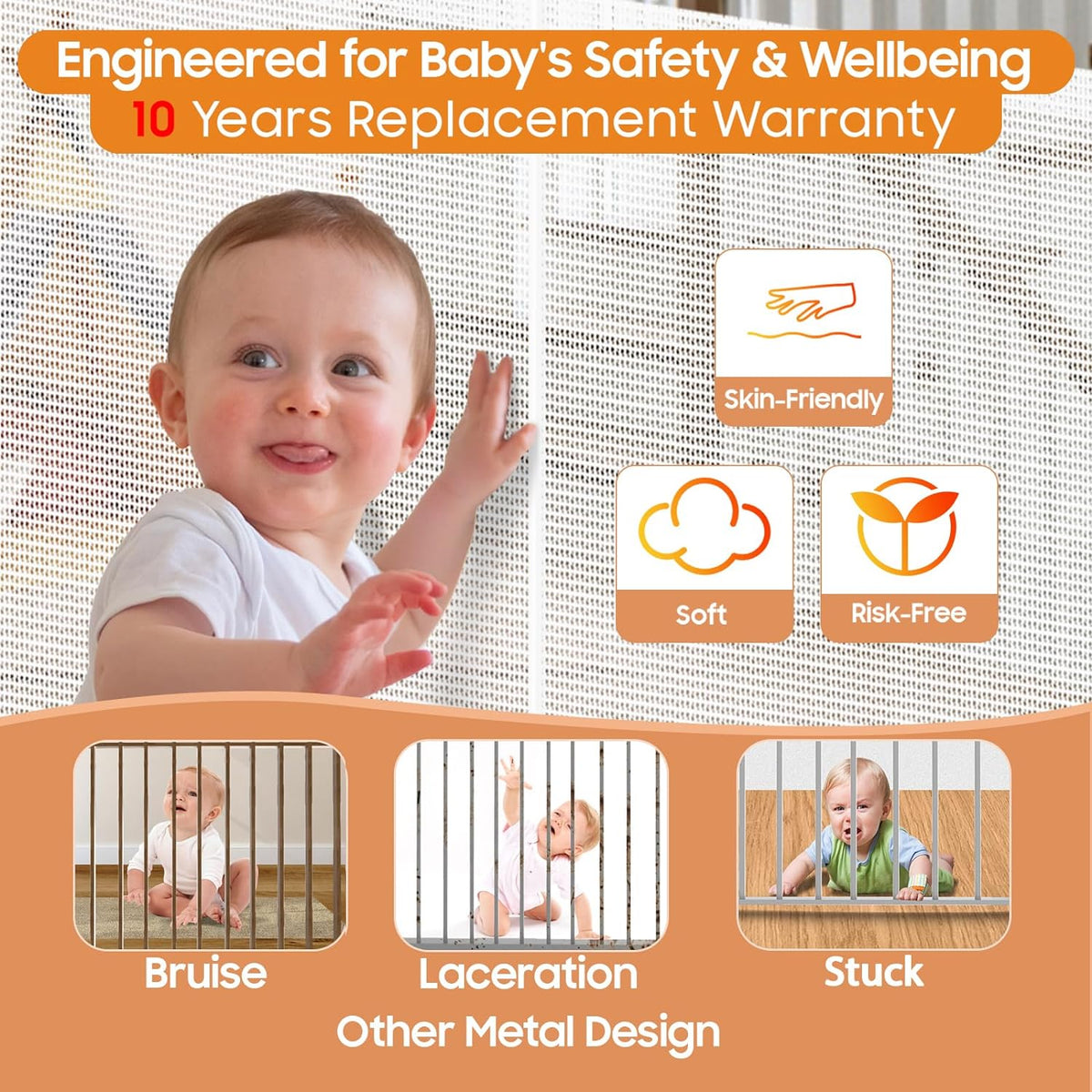 Retractable Baby Gates - 200" Extra Wide Retractable Dog Gate, 42" Extra Tall Mesh Gate Pet Gate