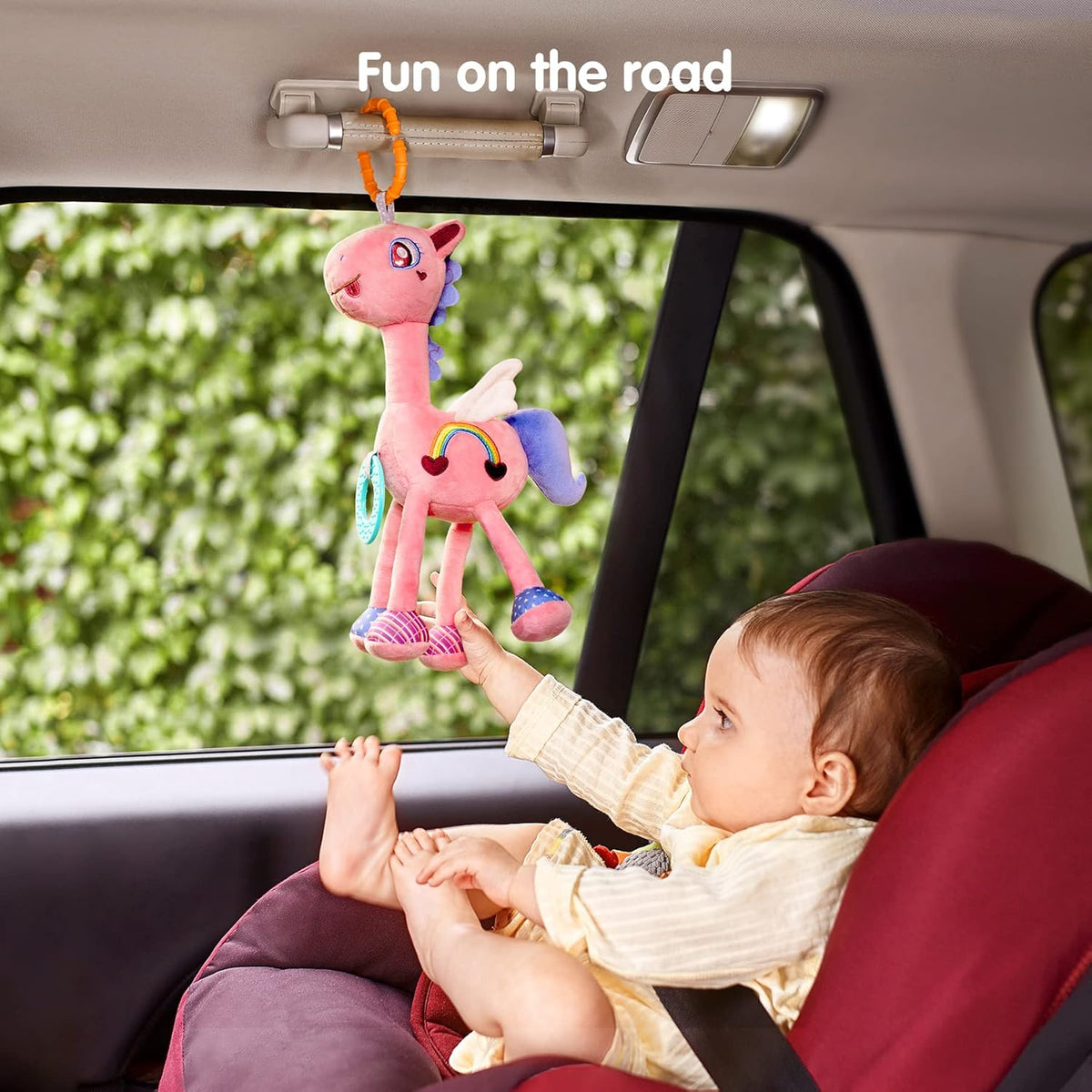 TUMAMA Baby Plush Hanging Rattle Toys, Crib Car Seat Travel Stroller Playmat Soft Plush Toy with