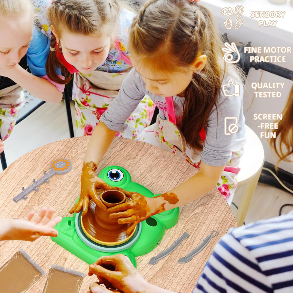 Pottery Wheel for Kids - Complete Pottery Painting Kit Arts and Crafts for Kids Ages 8-12 with 3