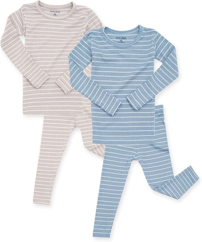 AVAUMA Stripe Pattern Baby Boys Girls Pajama Set Kids Toddler Snug fit Ribbed Sleepwear pjs for