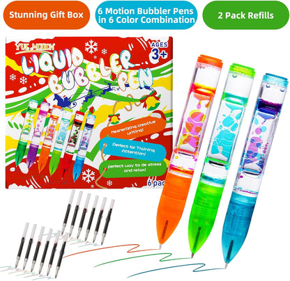 YUE MOTION Liquid Motion Bubbler Pens - Colorful Liquid Ballpoint Pen for Back to School