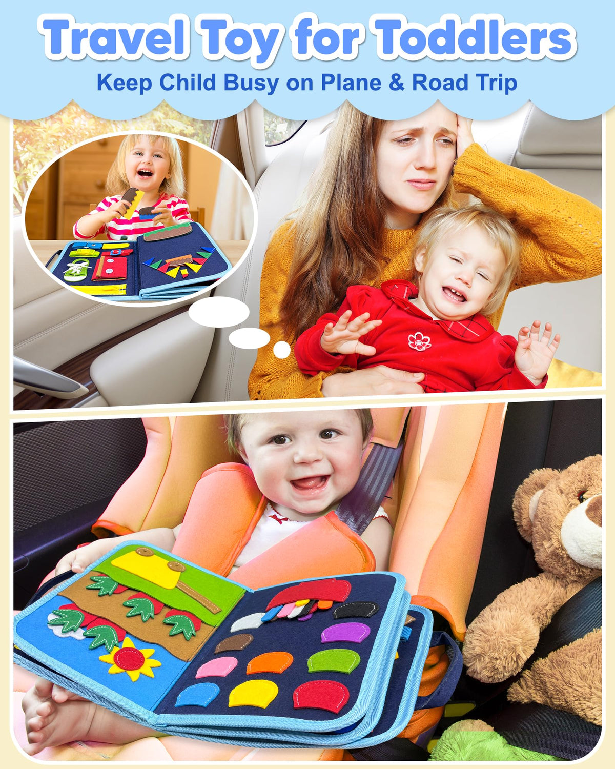 Exorany Busy Board Montessori Toys for Toddler Boy Birthday Gift Busy Book