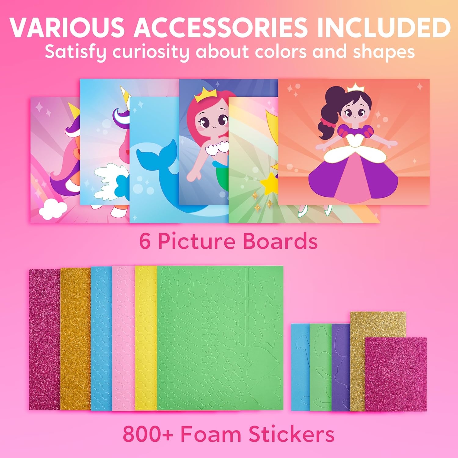 Klever Kits Foam Art Kit for Kids, EVA Foam Stickers with 6 Art Board and 800+ Stickers, DIY Arts