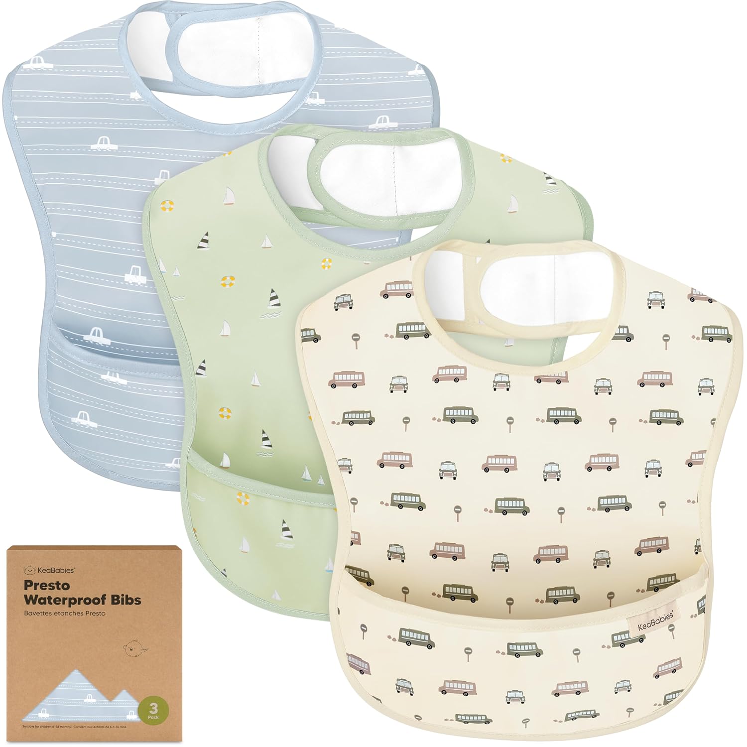 3-Pack Waterproof Baby Bibs for Eating - Lightweight Toddler Feeding Bibs with Large Food Catcher