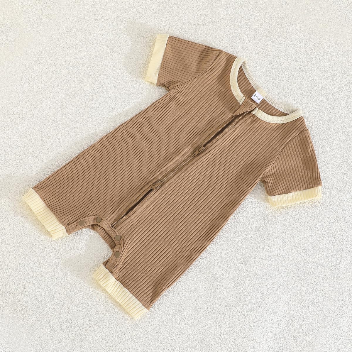Bafeicao Unisex Baby Boy Girl 2 Pack Rompers Short Sleeve 2 Way Zipper One Piece Jumpsuits Clothes