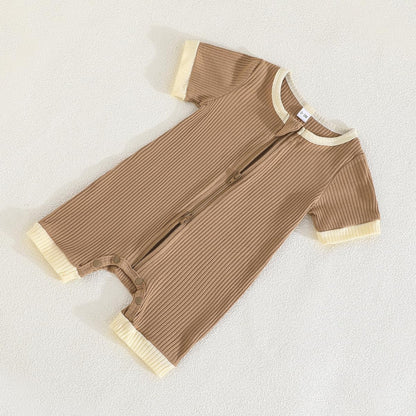 Bafeicao Unisex Baby Boy Girl 2 Pack Rompers Short Sleeve 2 Way Zipper One Piece Jumpsuits Clothes