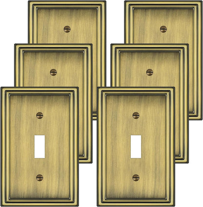 Antique Brass Decorative Light Switch Covers Plate, Metal Material 1 Gang Wall Plates for Light