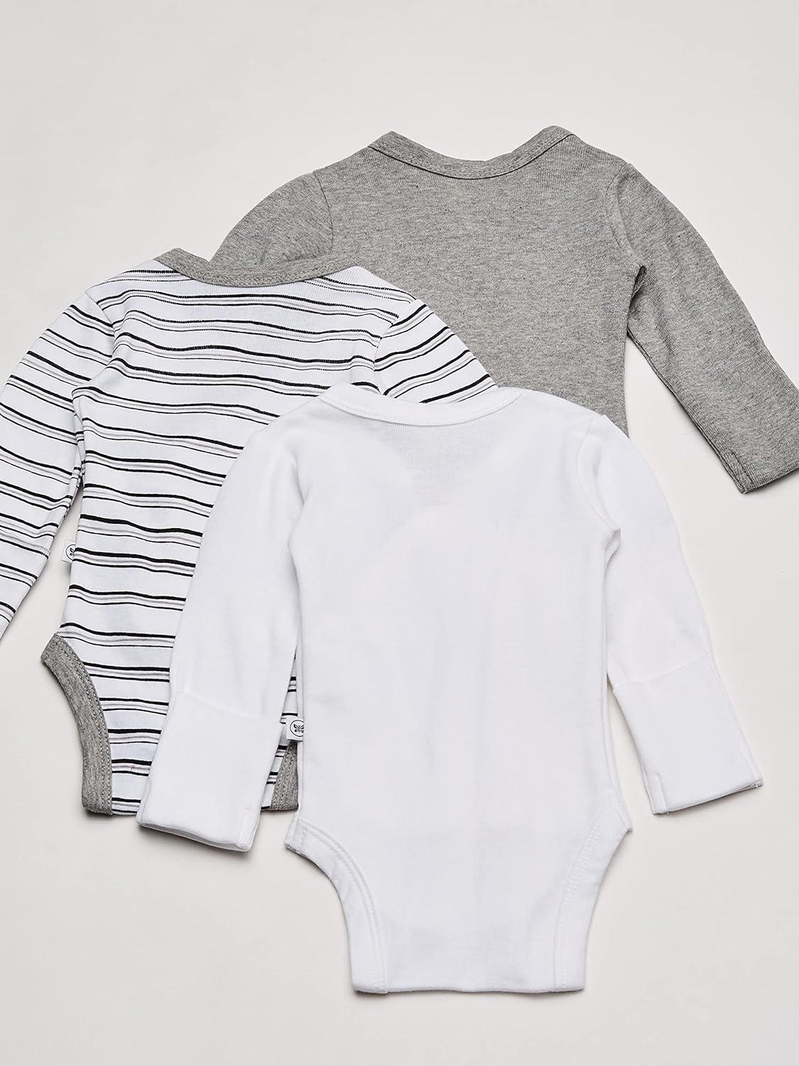 HonestBaby unisex-baby 3-pack Long Sleeve Side-snap Kimono Bodysuits Organic Cotton for Infant Baby