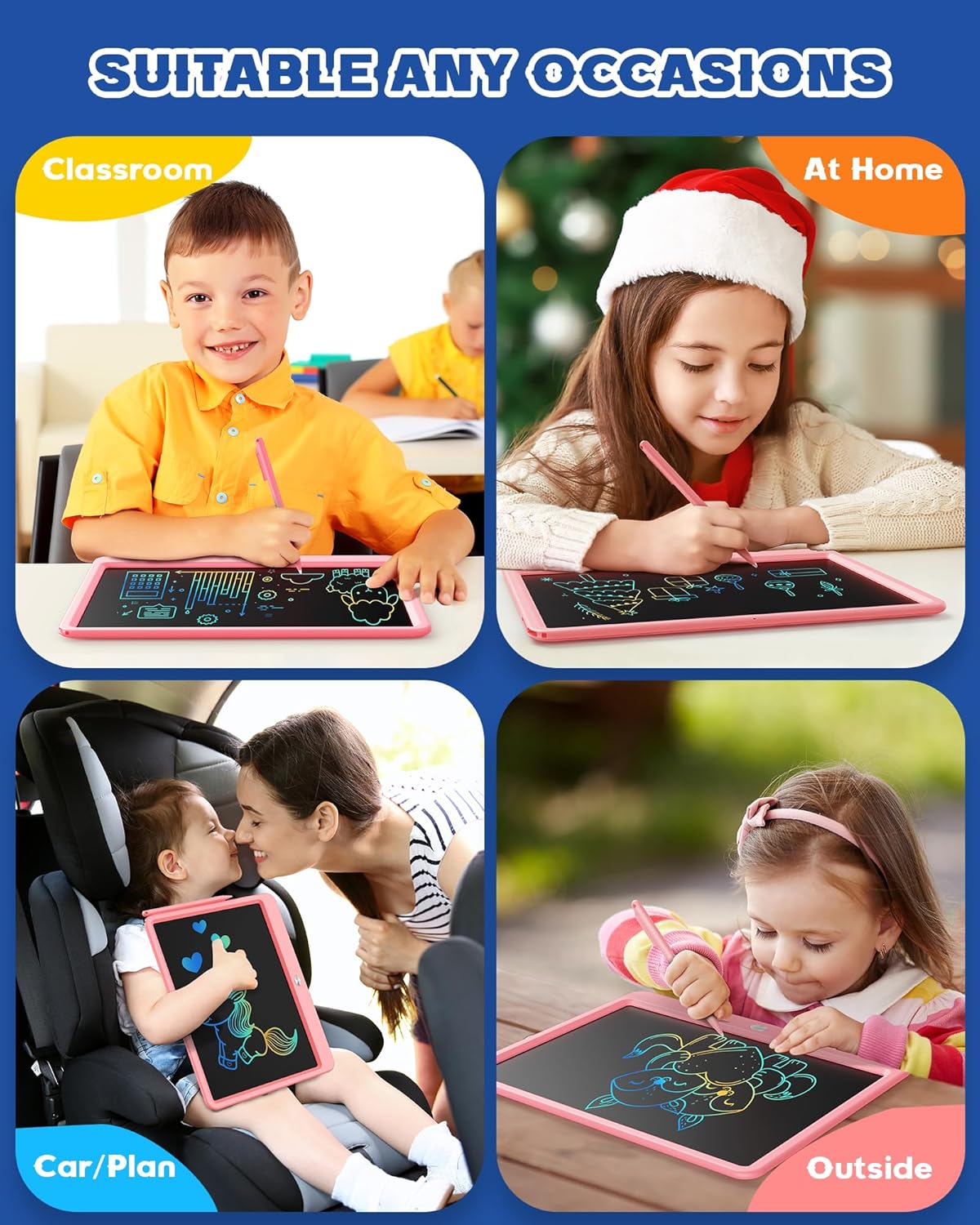 Bravokids 12 Inch LCD Writing Tablet for 3 Year Olds - Electronic Drawing Pad and Doodle Board as