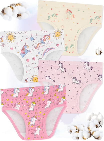 Girls' Underwear,Soft Cotton Tagless Panties for Toddlers' & Little Kids Comfort,Breathable