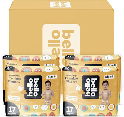Hello Bello Premium Diapers Size 6, 68 Count Disposable, Extra-Absorbent, and Hypoallergenic Baby
