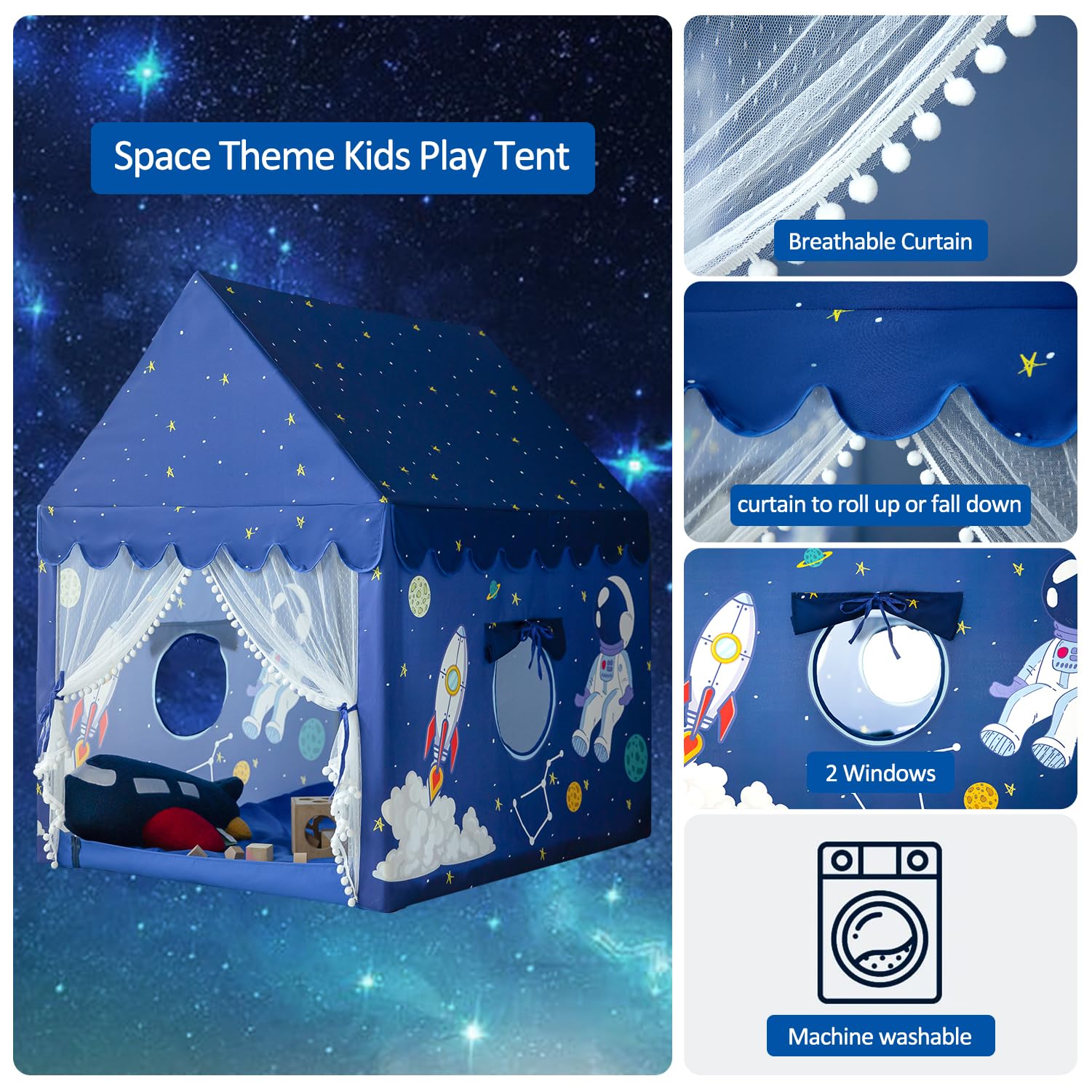 Kids Play Tent Playhouse Indoor Tents for Kids Boys Spaceship Space Rocket