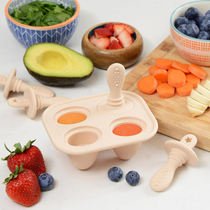 PrimaStella Silicone Petite Pops - Baby Popsicle Mold - BPA Free - Dishwasher Safe - 4 months+ (Oat