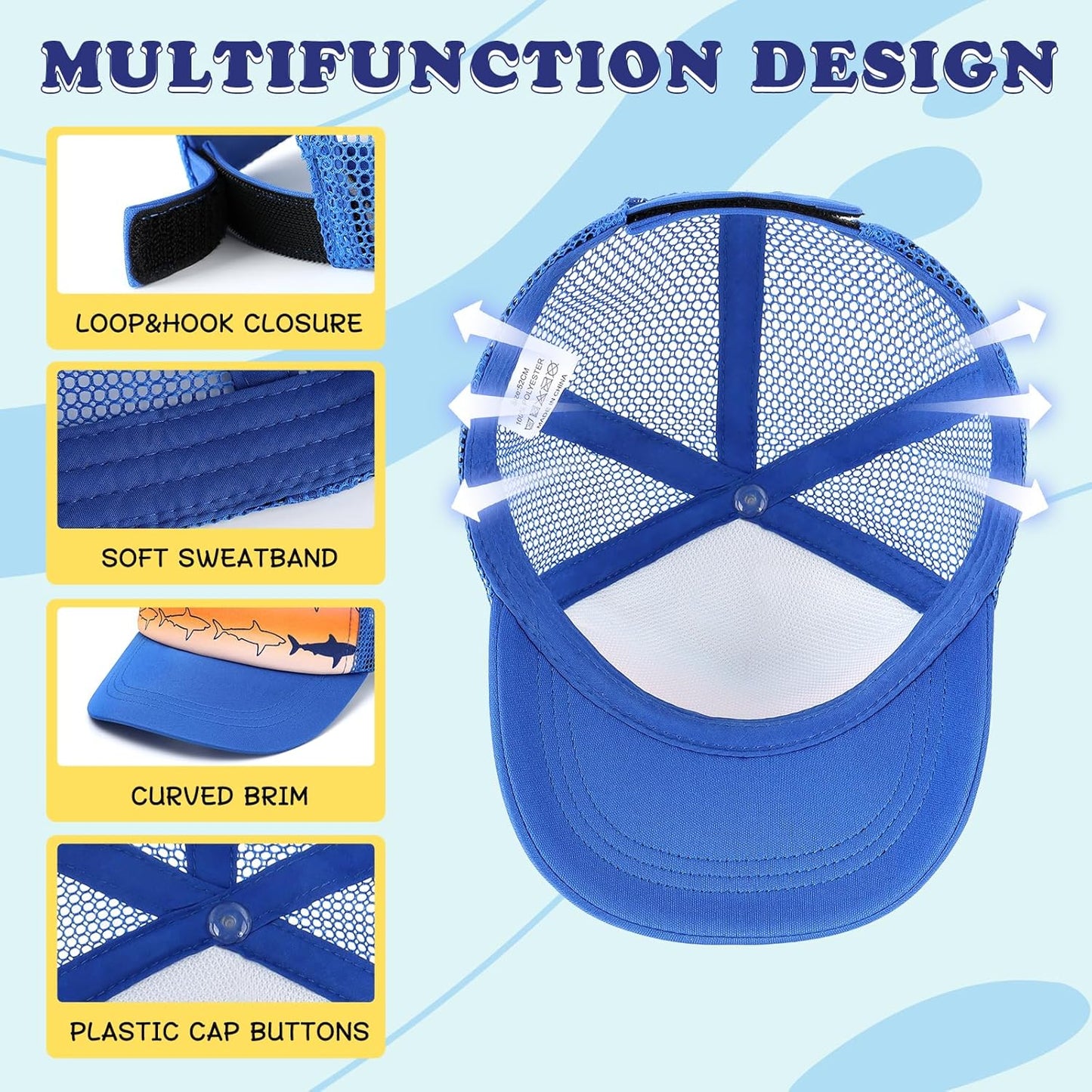 Duoyeree Toddler Baseball Cap Baby Cap Sun hat Print Dinosaur Pattern and Solid Color hat Kids boy