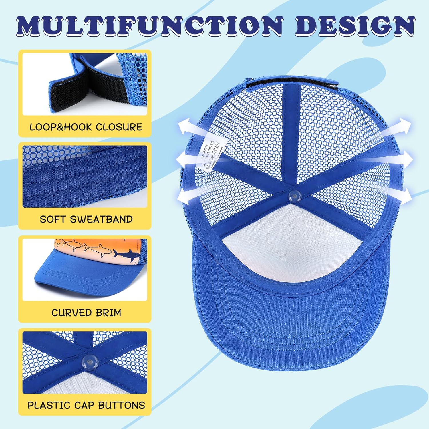 Duoyeree Toddler Baseball Cap Baby Cap Sun hat Print Dinosaur Pattern and Solid Color hat Kids boy