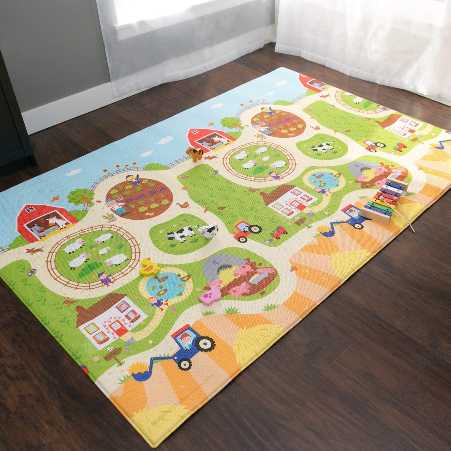 Baby Care Play Mat - Playful Collection (Busy Farm, Large) - Play Mat for Infants – Non-Toxic Baby