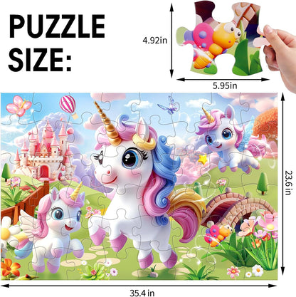 Jumbo Floor Puzzle for Kids,48 Piece Unicorn Large Jigsaw Puzzles,Puzzle for Toddler Ages 3-5,Fun