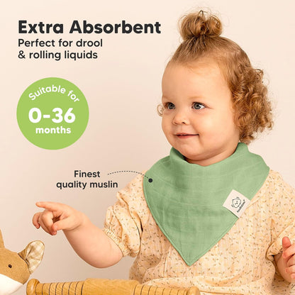8-Pack Muslin Baby Bibs for Boys, Girls - Muslin Bandana Drool Bibs for Baby Girl & Boy, Drooling