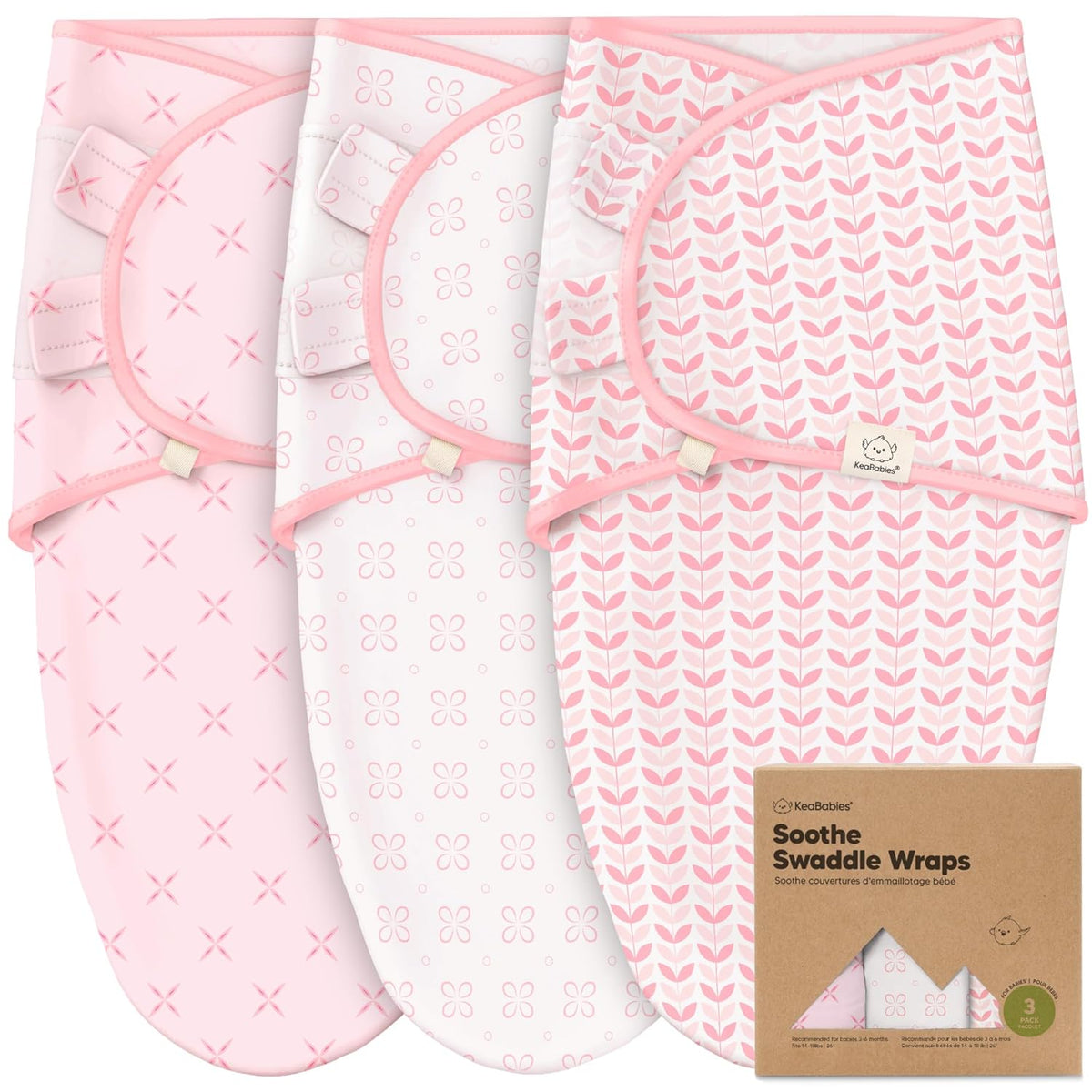 3-Pack Organic Baby Swaddle Sleep Sacks - Swaddles for Newborns, Infant 3-6 Months, Baby Girls