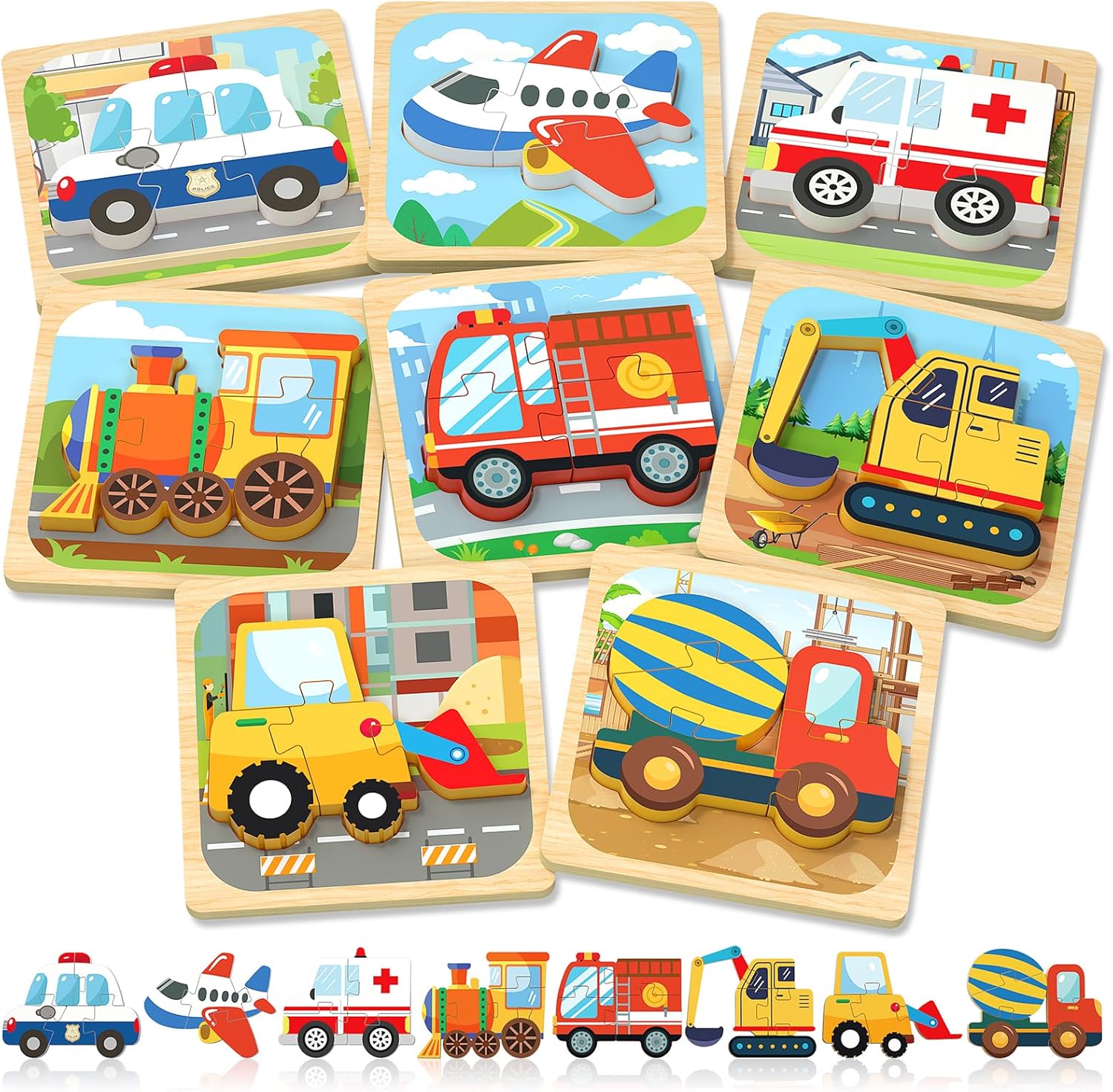 Benresive Wooden Toddler Puzzles, Montessori Toys for 1 2 3 Year Old Boys, Toys for 1 2 3 Year Old