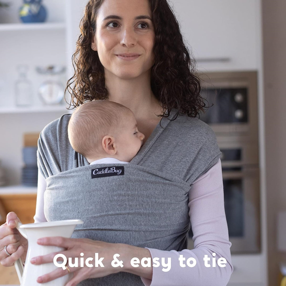 Cuddlebug Baby Wrap Carrier, Soft Stretchy Newborn Sling, 7-35 lbs, Mint