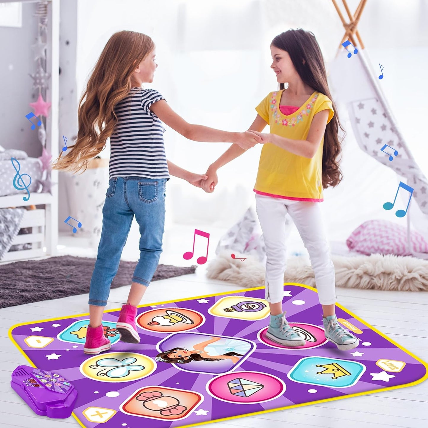 Dance Mat Toys for Kids, Purple Princess Electronic Dance Pad Game with 5 Gaming Modes, Dance Toys