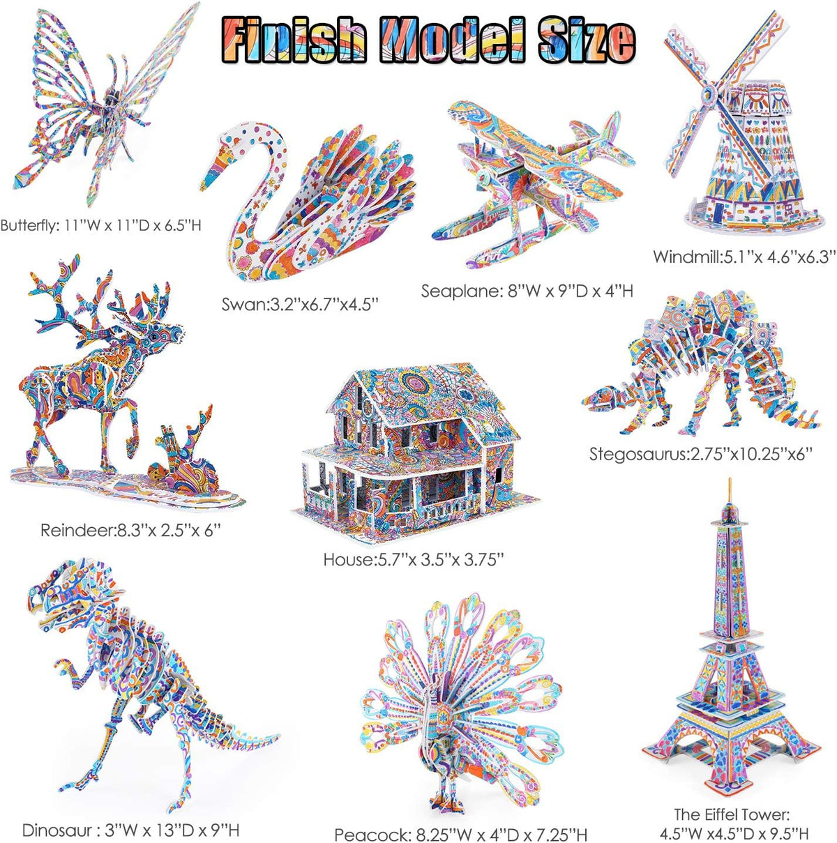 3D Coloring Puzzle Set, Arts and Crafts for Girls and Boys Age 6 7 8 9 10 11 12 Year Old, Fun