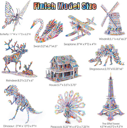 3D Coloring Puzzle Set, Arts and Crafts for Girls and Boys Age 6 7 8 9 10 11 12 Year Old, Fun