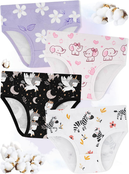 Girls' Underwear,Soft Cotton Tagless Panties for Toddlers' & Little Kids Comfort,Breathable
